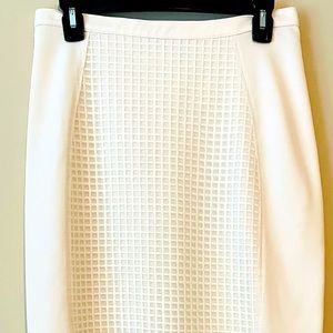 Cream Lace Pencil Skirt w/ Zip Up Back and Split